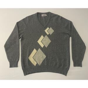 Titleist Vintage Sweater Mens L Gray‎ Geometric Lambswool Scotland Golf Preppy